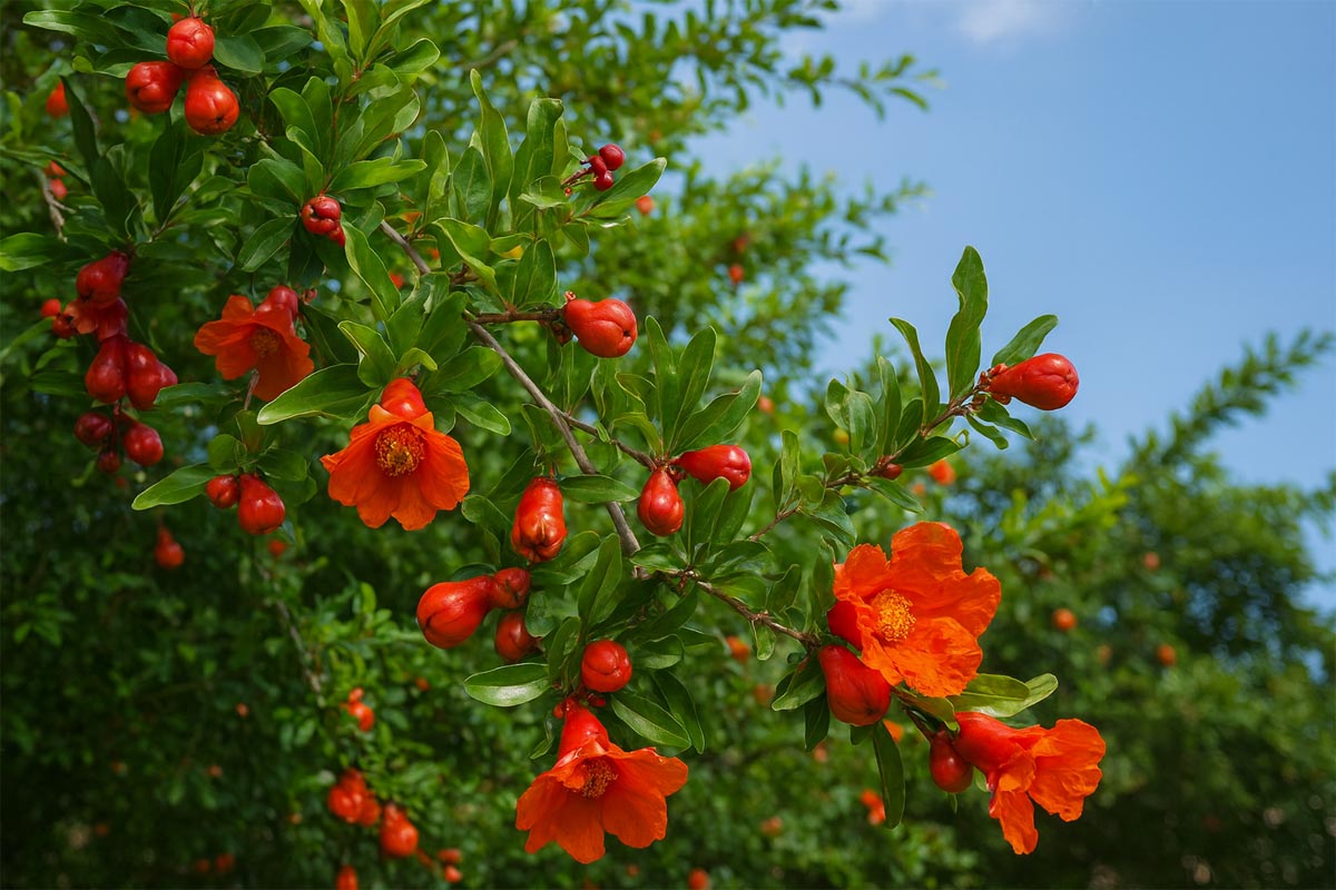 Цветущая ветка граната